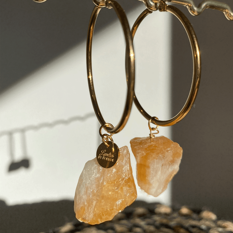 Citrine - Raw Hoops