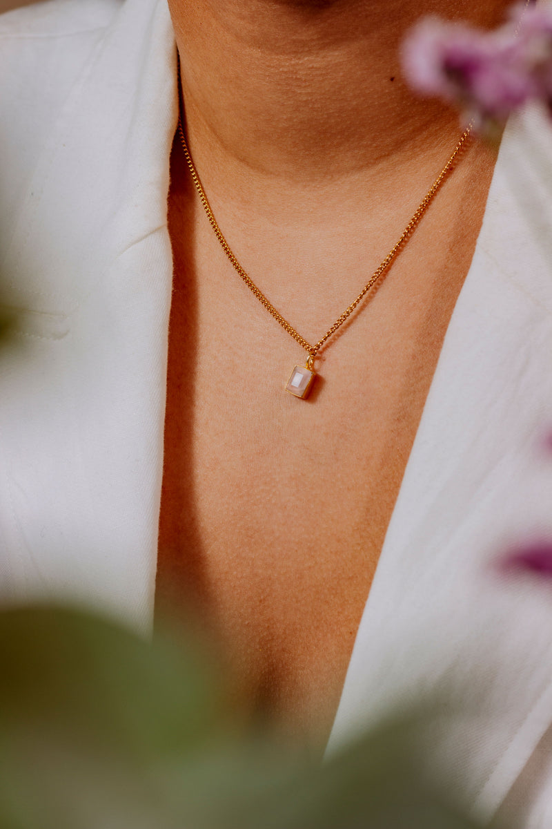 Birthstone Necklace - October / Rose Quartz
