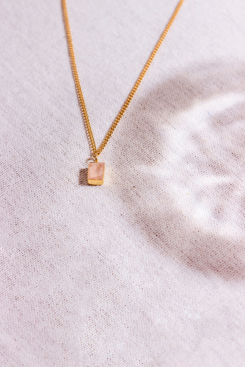 Birthstone Necklace - October / Rose Quartz