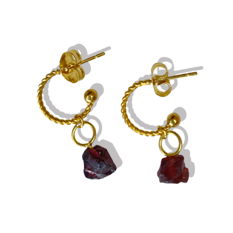 Garnet - Raw x Dainty Hoops