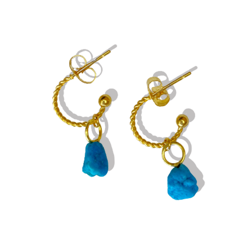 Turquoise - Raw x Dainty Hoops