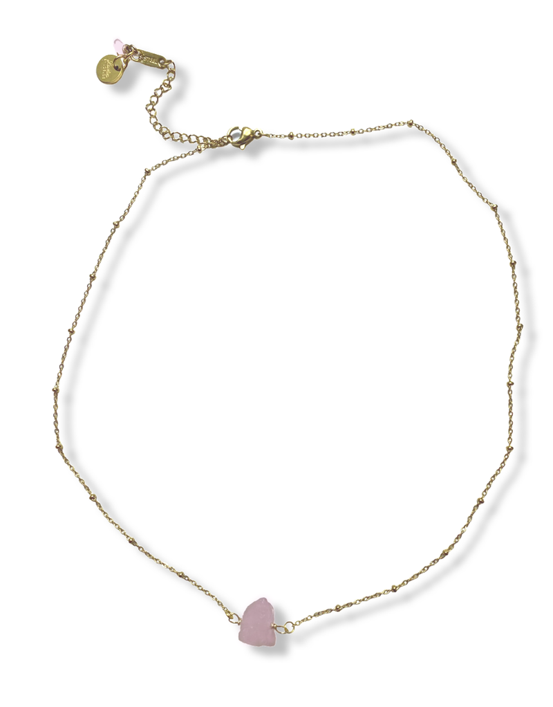 ROSEQUARTZ - raw x dainty Necklace